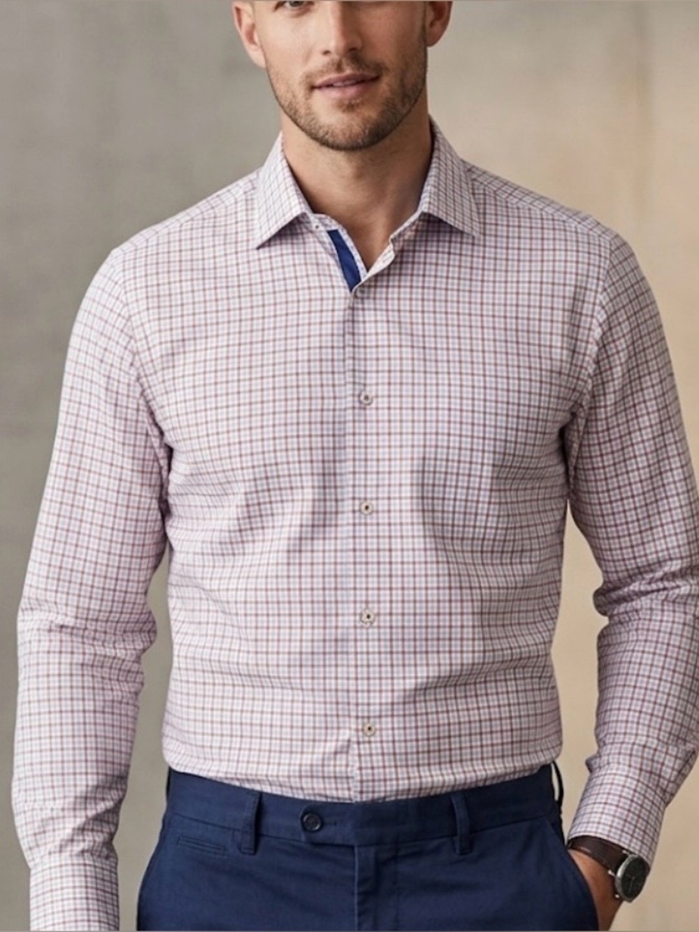 🔥 Egara Red Blue Check Long Sleeve Shirt M